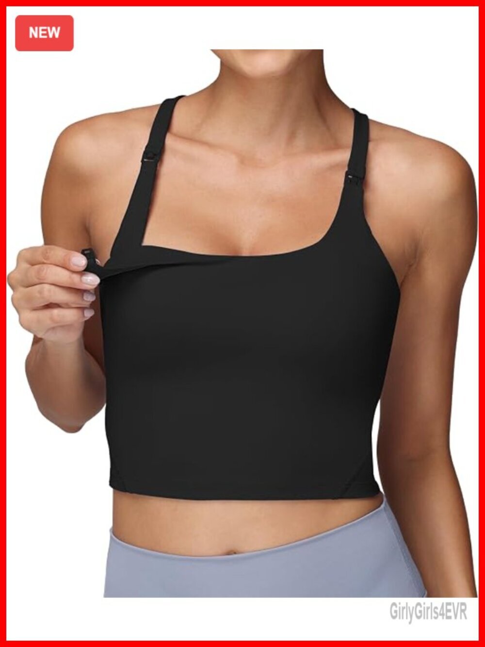 Nursing Tank Top - Y-Back Racerback Longline Maternity Sports Bra Workout Crop